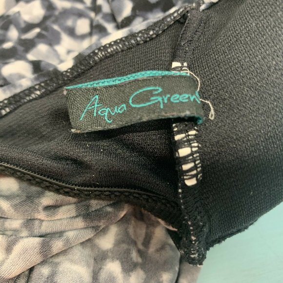 Aqua Green Tankini Swim Top Only Black Print Small - Picture 7 of 8
